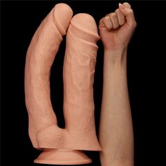 Телесный двойной фаллоимитатор Mega Double dildo - 33 см. - 