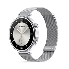 Ремешок из нержавеющей стали серебристого цвета от Dux Ducis для смарт часов Huawei watch GT4, GT5, GT5 Pro (18мм), серия Milanese Series (миланская петля)