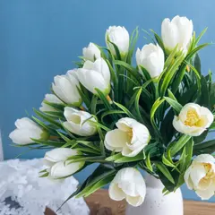 №3 Крокусы-подснежники искусственные, Белые, 34 см, около 18 бутонов в наборе, набор 2 букета.