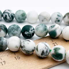 Моховый агат бусины (сорт Б), матовый шар, диаметр около 9,9-10,2 мм, цена за 18-19 шт (1/2 нити)