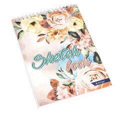 
          Скетчбук А5 60л., "Розы", 100 г/м2, Alingar, гребень, мелованный картон,, жёсткая подложка, офсет