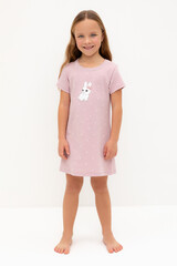 сорочка  для девочки  К 1155/розовый лед,мини сердечки