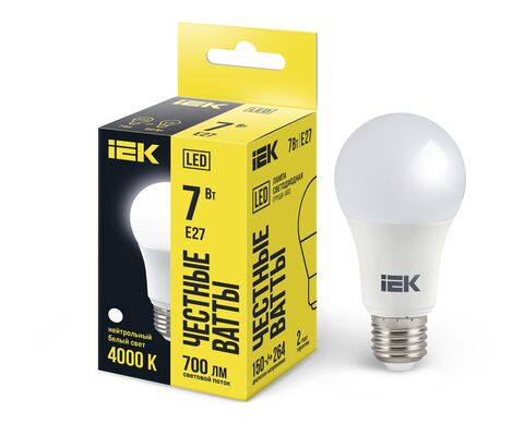 Лампа LED A60 груша 7Вт 230В 4000К E27 IEK