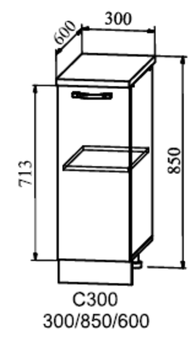 Кухня Капля шкаф нижний 850*300