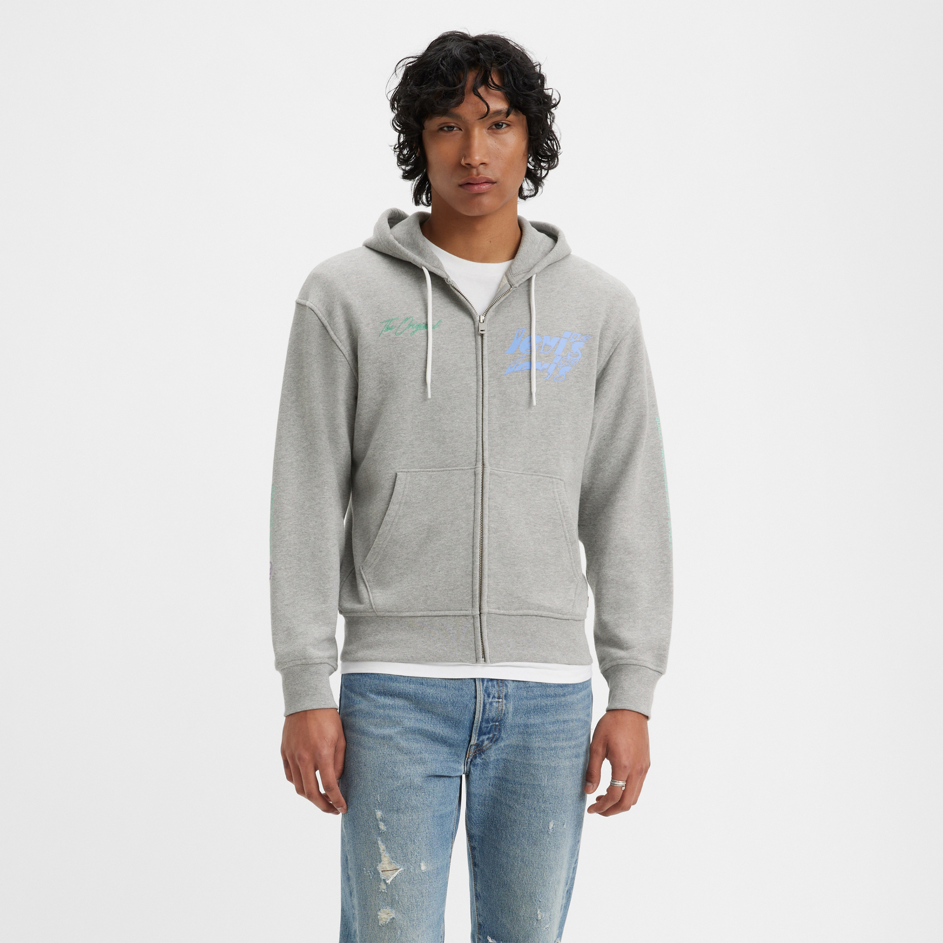 Levis Men Relaxed Graphic Zip Up Hoodie