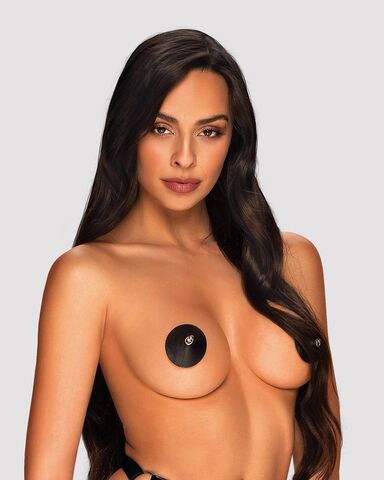 Оригинальные круглые пэстисы с имитацией пирсинга - Obsessive Spicy A763 nipple covers
