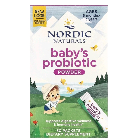Nordic Naturals, Nordic Flora Baby's Probiotic Powder, Ages 6 Months - 3 Years, 4 Billion CFU, 30 Packets