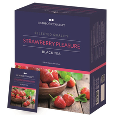 Чай Деловой Стандарт Strawberry pleasure черный с клубникой, 100 пакx2гр