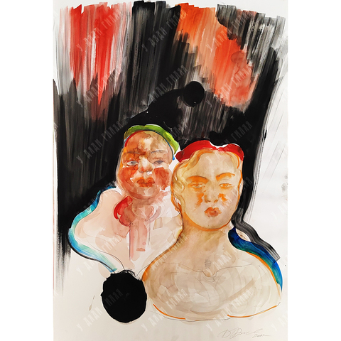 Алексеев Д. Н. Пьеро и Коломбина. Ночь. Серия «Театральная». Бумага, акварель. 2010