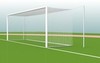 Ворота футбольные алюминиевые FIFA 7.32 х 2.44 м. (профиль d=100мм) подъемная задняя рама, растяжки, со стаканами для бетонирования (пара)