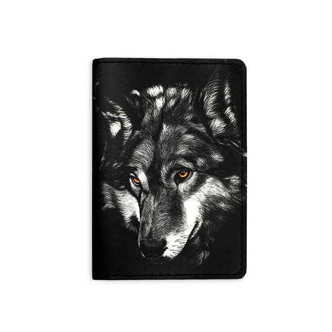 Обложка на паспорт "Взгляд волка", черная