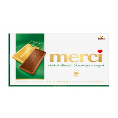 Шоколад Merci Лесной орех и миндаль, 100г