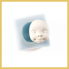 0140 Молд силиконовый. Лицо ребенка (улыбается) Молд для изготовления куклы (ватной игрушки)