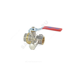 Кран шаровой латунь со спускником 1012 Euro никель Ду 20 Ру30 ВР G3/4" рычаг полнопроходной со спускником Aquasfera 1012-02