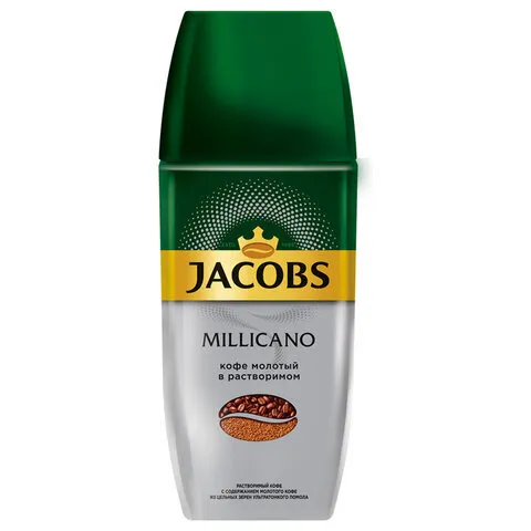 купить Кофе растворимый Jacobs Millicano с молотым кофе, 160 г стеклянная банка