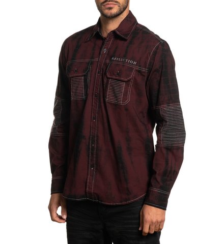 Affliction | Рубашка мужская Banish 110WV808 с карманами левый бок