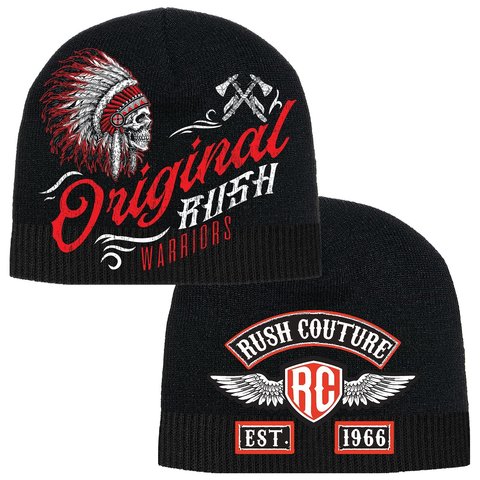 Rush Couture | Шапка мужская ORIGINAL RUSH WARRIOR BEANIE Black RC204 перед и сзади