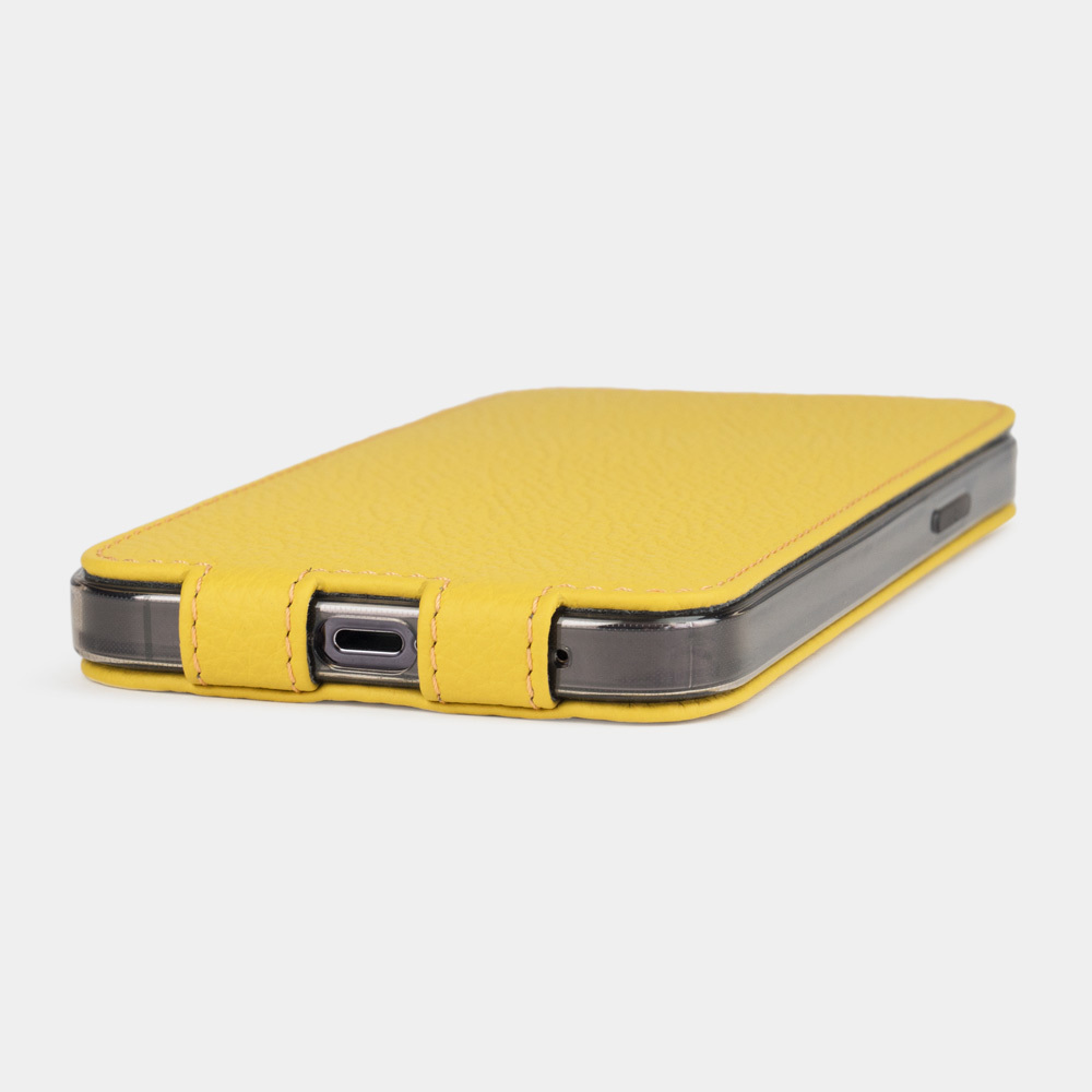 Чехол для iPhone 13 из натуральной кожи теленка, желтого цвета