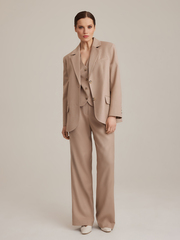 Жакет объемный с мужского плеча из итальянской ткани бежевый