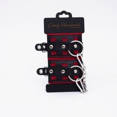Черно-красные оковы с красной строчкой Sex - 