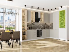 Угловая модульная кухня Квадро-04 Кашемир - Белый 2340*3400/1600*600