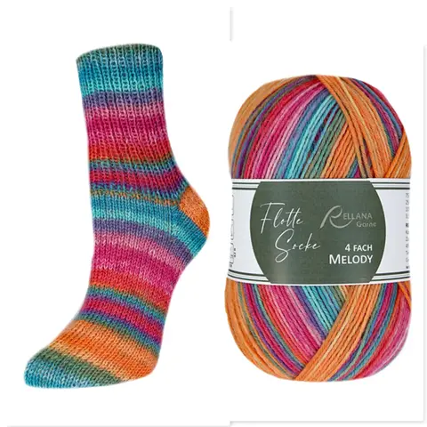 Пряжа Rellana Flotte Socke 4f. Melody 3024