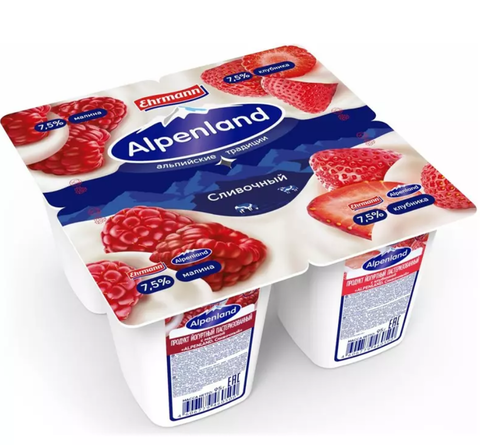 Альпенлад Сливочный Клубника Малина 95гр 7,5%