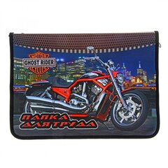 
          Папка 1 отделение, А4 230х325х25 мм, Пчелка, пластик, дизайн на вкладыше, молния вокруг, "Красный байк"