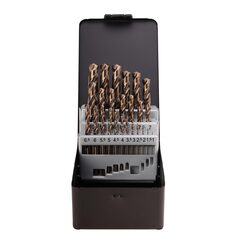 Набор сверл по металлу 1-13мм 25шт DIN338 HSSE-Co5 130° (мет. кейс) Terrax by Ruko A215215
