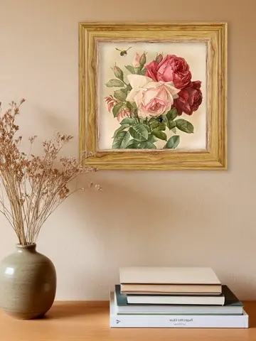 Картина настенная интерьерная в раме "под дерево" 26*26 см