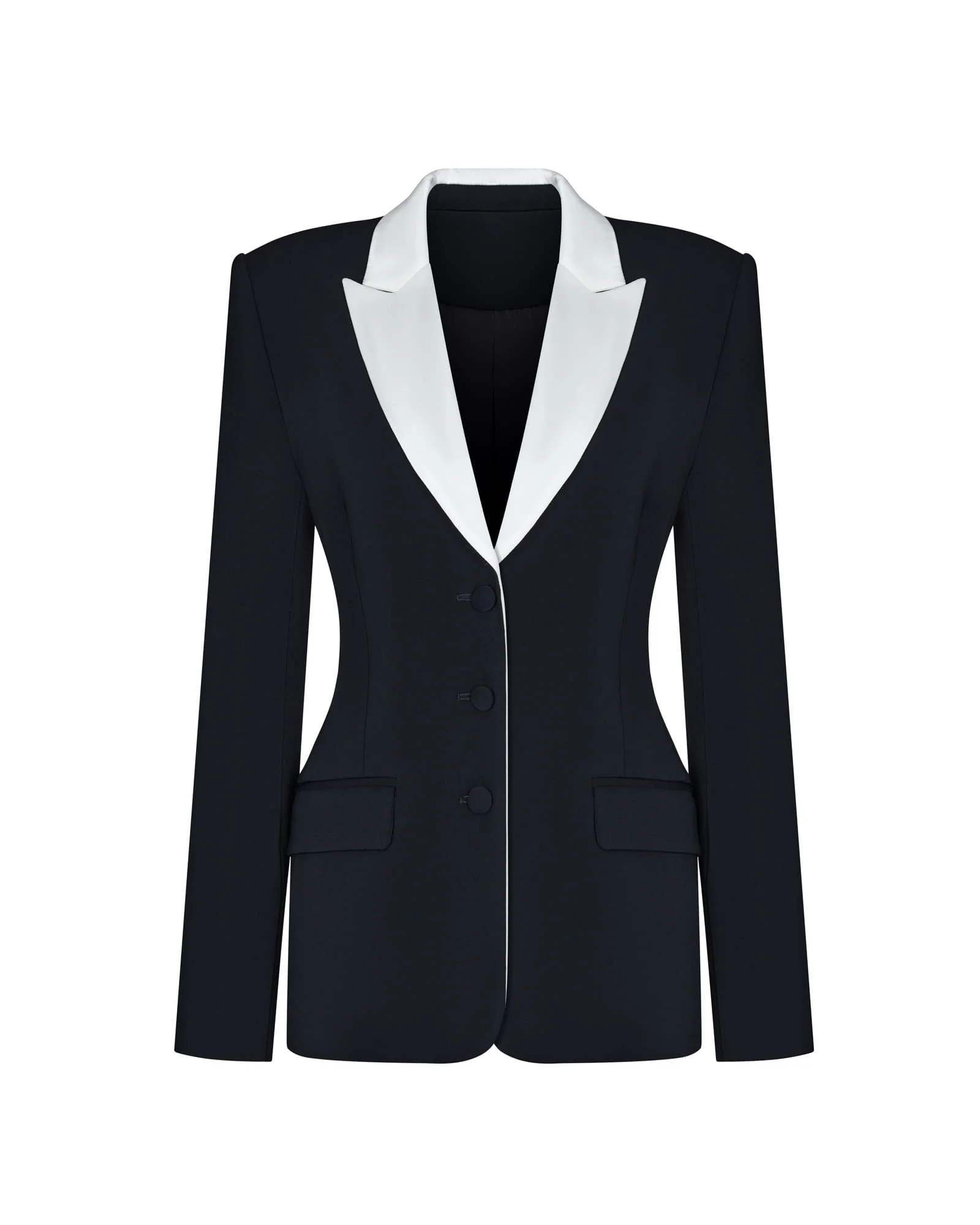 Жакет классический из вискозы, Черно-белый