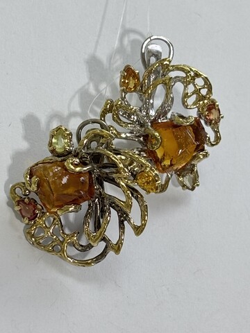 Цитрин (серьги из серебра)