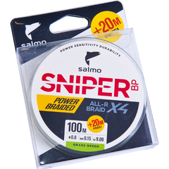 Шнур плетеный Salmo Sniper BP ALL R BRAID х4 Grass Green 120м, 0.17мм