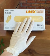 Перчатки латексные UNEX 100 шт, M