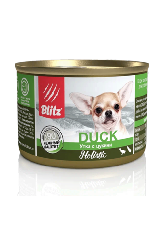 Blitz консервы для собак мелких пород (утка, цукини) 200 гр