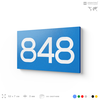 Номер на дверь 848, табличка на дверь для офиса, квартиры, кабинета, аудитории, склада, голубая 120х70 мм, Айдентика Технолоджи