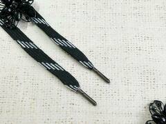 Шнур турецкое плетение, ш. 1,1 см, L 128 см, чёрный с белым