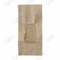 Крафт пакет ламинированный с окном 40*70 мм с прямоугольным дном 80*50*170 мм (1 слой) 40 г/м2, 600шт