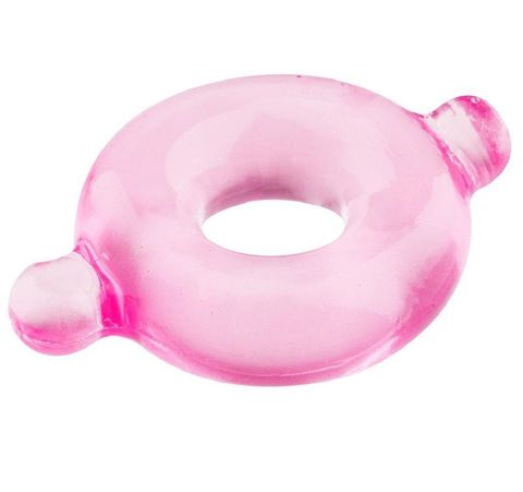 Розовое эрекционное кольцо с ушками для удобства надевания BASICX TPR COCKRING PINK - Dream Toys BasicX 20674