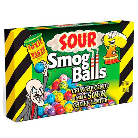 TOXIC WASTE Конфеты Smog Balls Ассорти (лайм, вишня, клубника, лимон, черника, виноград), 85 гр