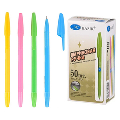 
          Ручка шариковая, масляная, Basir, синие чернила, серия "Classic", 4 цвета корпуса, 50 шт