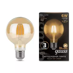 Лампа Gauss LED Filament G95 6W E27 550lm 2400K Golden 105802006