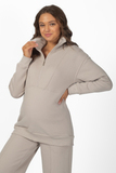 Утепленный спортивный костюм для беременных 15155 серо-бежевый