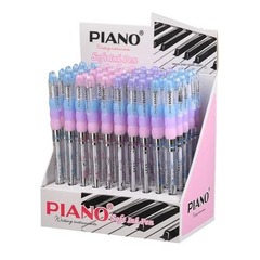 Ручка шариковая, масляная, Piano, синие чернила, прозрачный корпус с рисунком, 50 шт