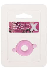 Розовое эрекционное кольцо с ушками для удобства надевания BASICX TPR COCKRING PINK - 