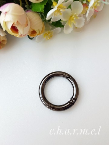 Карабин-кольцо темный никель, D 32 мм