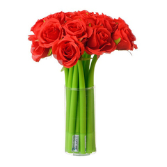 Ручка шариковая, Basir, синие чернила, гибкая, серия "Красная роза", в форме цветка, 16 шт