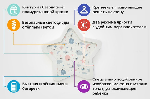 Ночник детский на батарейках