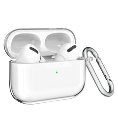 Чехол из силикона прозрачный с карабином для футляра наушников AirPods Pro, Crystal Series Case