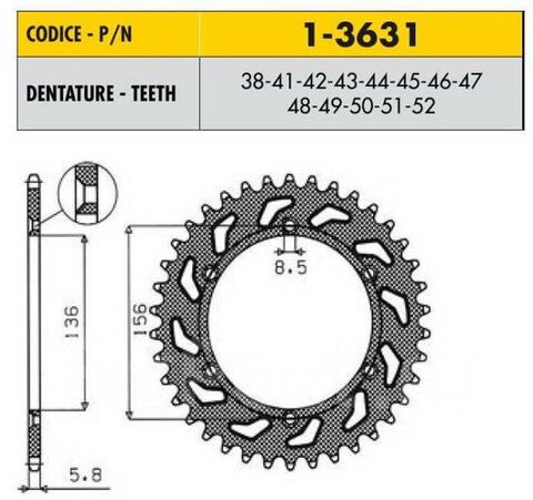 Звезда задняя ведомая Sunstar 1-3631-49 JTR822-49 DR-Z400 DRZ400